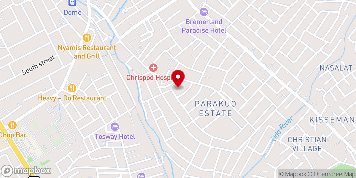 Map showing location of P.C.G. Love Congregation, New Legon Oko