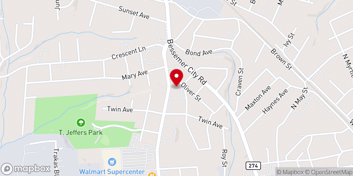 Map showing location of Unity Baptist Church