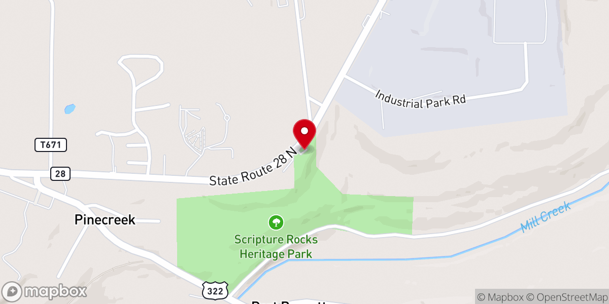 Map showing location of Scripture Rocks Heritage Park