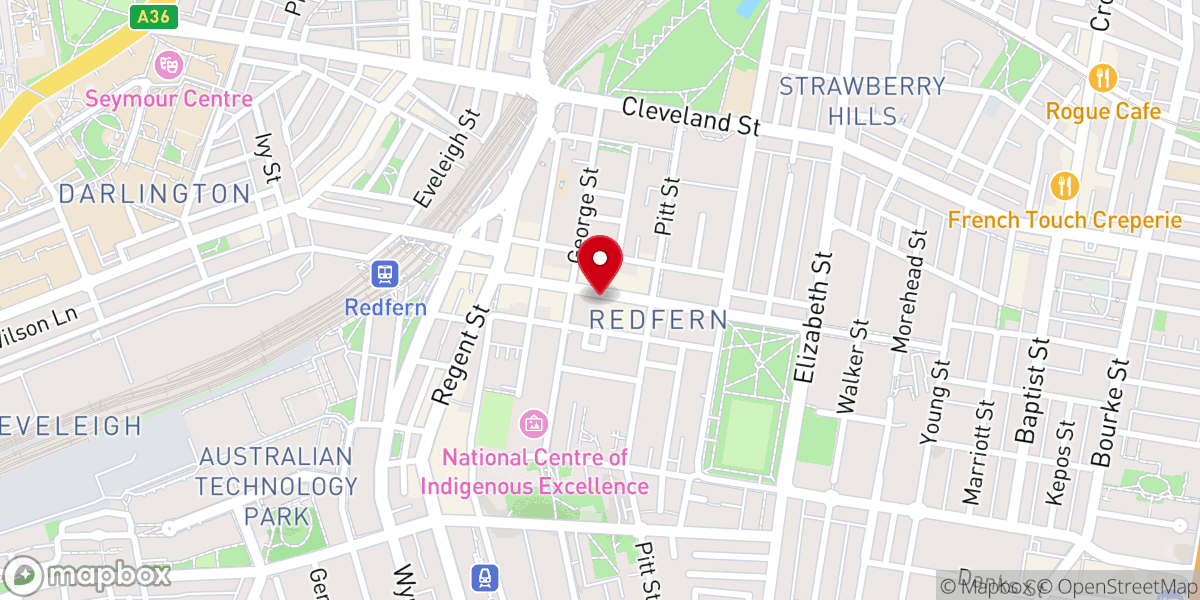 Map showing location of St Vincent de Paul’s Catholic Church Redfern