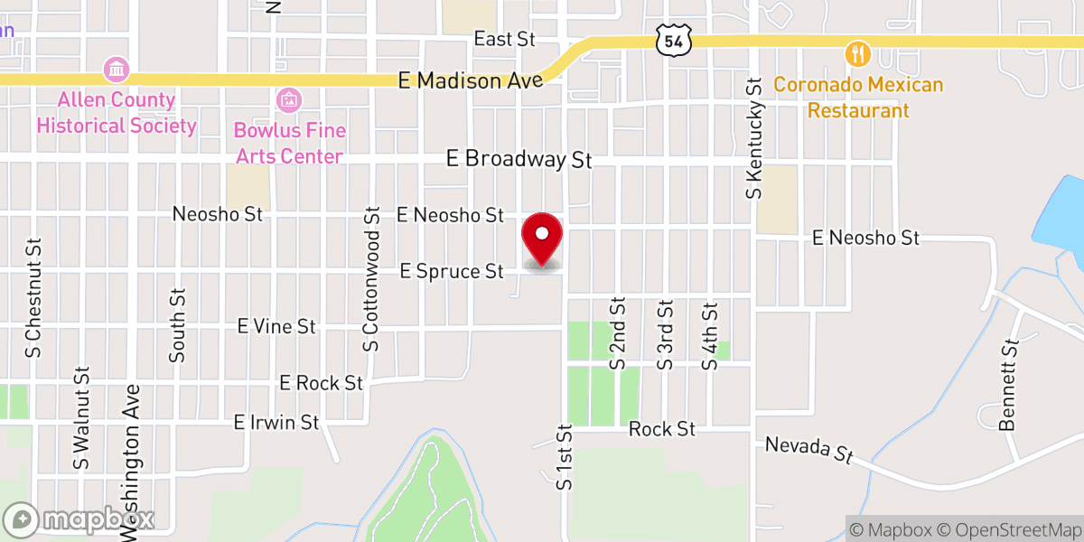 Map showing location of Bible Baptist Church