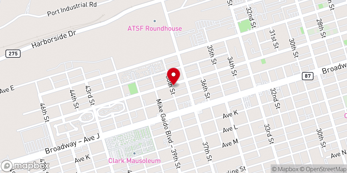 Map showing location of Galveston Urban Ministries