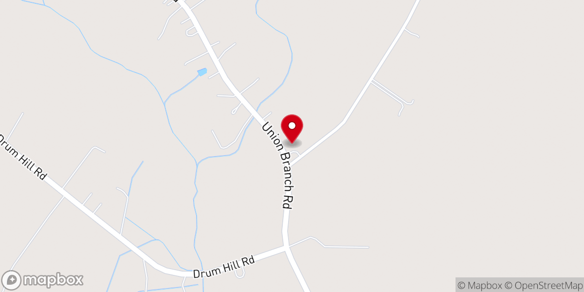 Map showing location of Union Branch Church