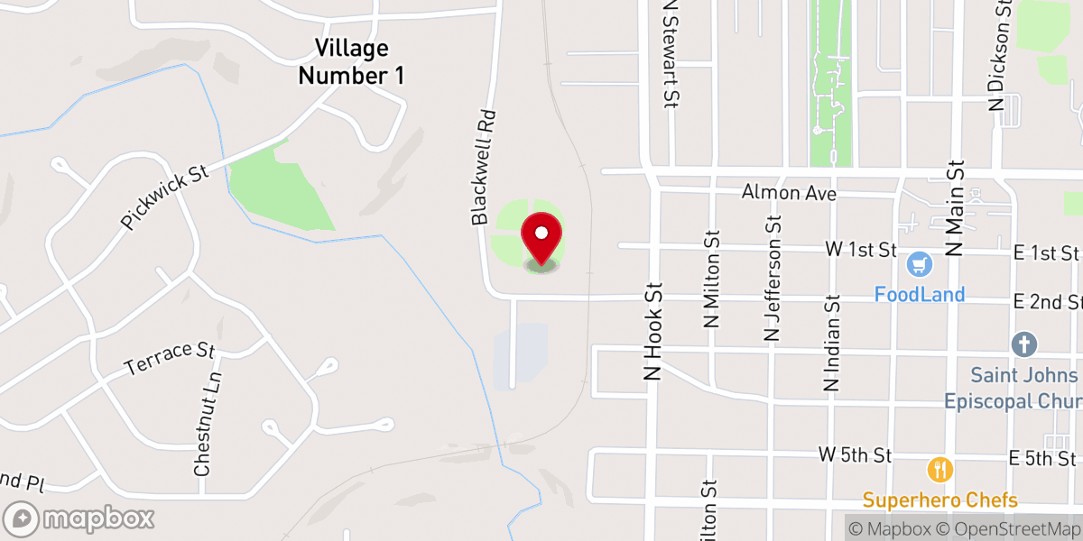 Map showing location of Tom Coburn Ball Fields