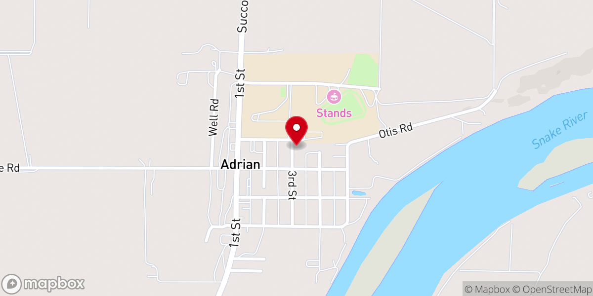 Map showing location of Adrian Community Church