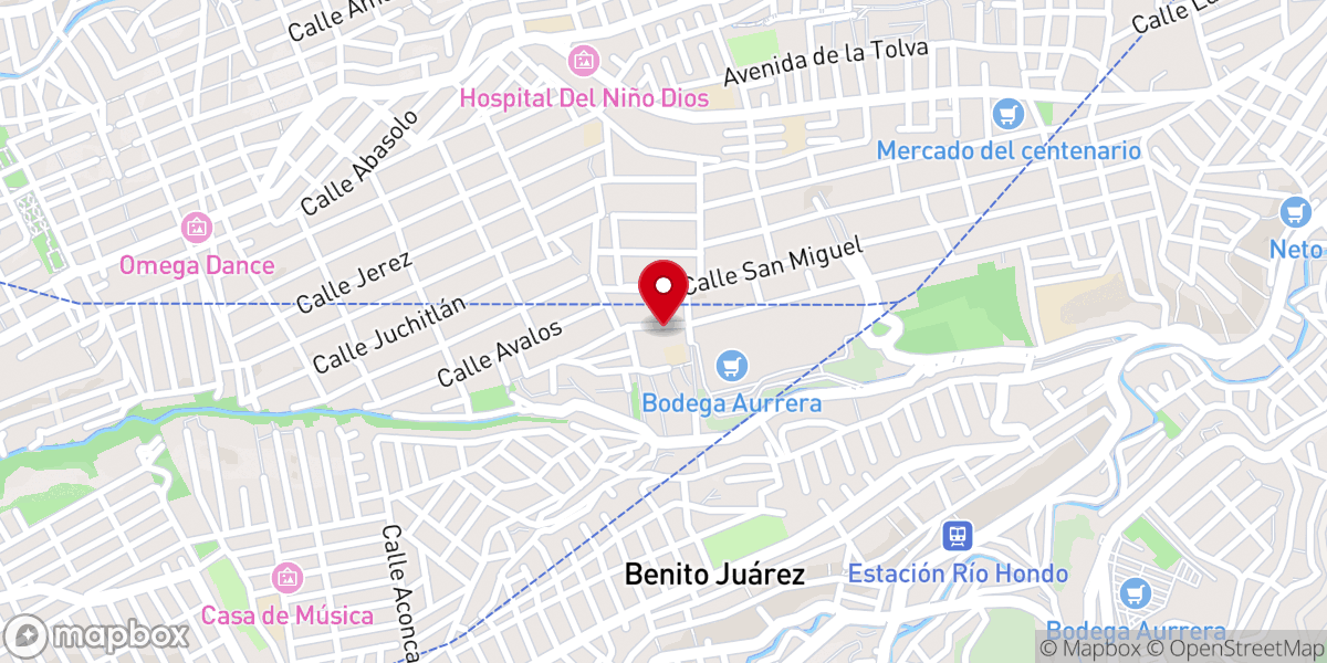 Map showing location of Iglesia Bautista Resurrección