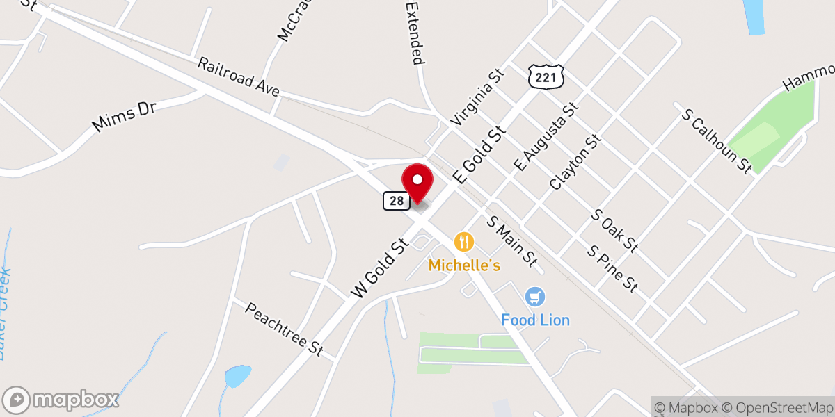 Map showing location of Liberty Worship Center