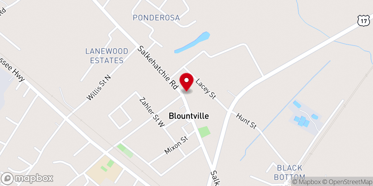 Map showing location of Ebenezer United Methodist Church