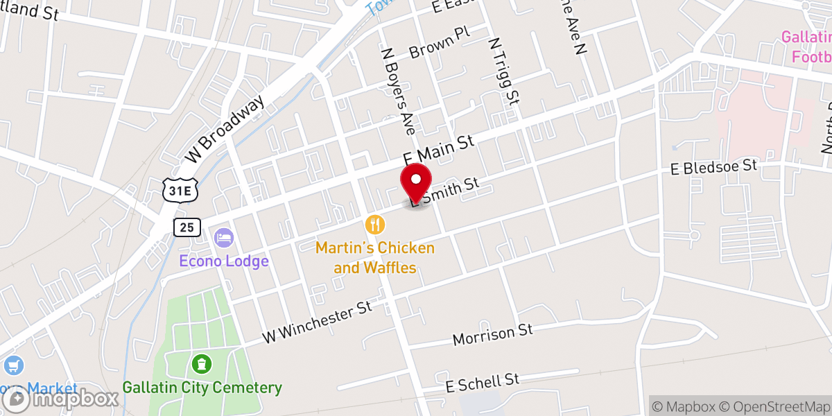 Map showing location of Bledsoe Baptist Association