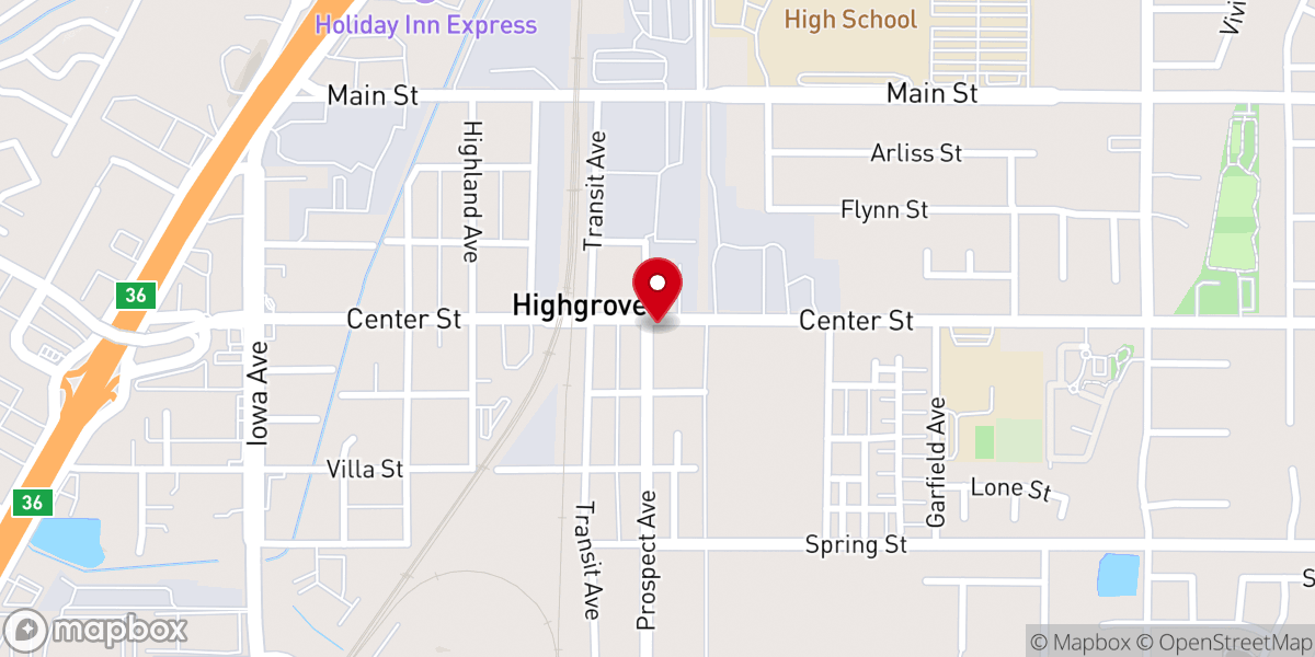 Map showing location of Highgrove United Methodist Church