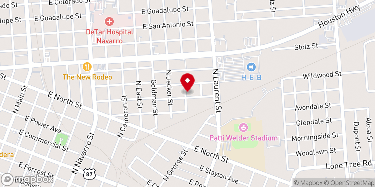 Map showing location of Templo Pentecostal La Hermosa - Victoria, TX