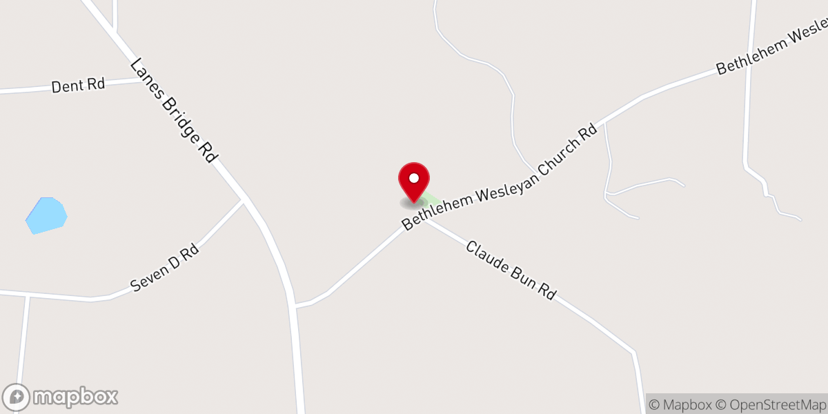 Map showing location of Bethlehem Wesleyan Church