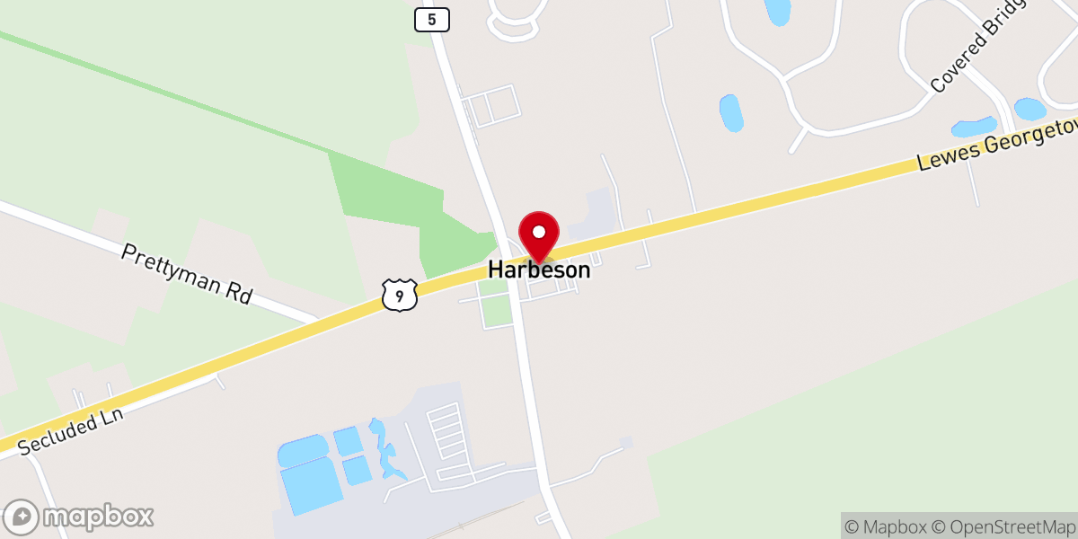 Map showing location of Harbeson