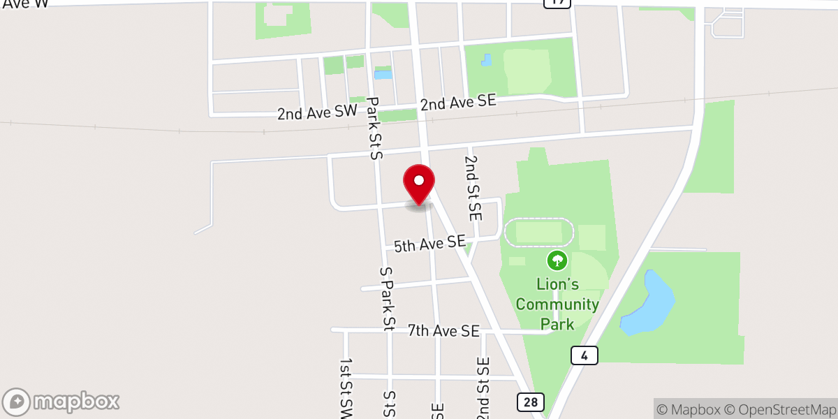 Map showing location of United Methodist Church