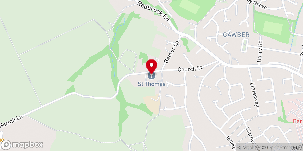 Map showing location of St Thomas C Of E Church