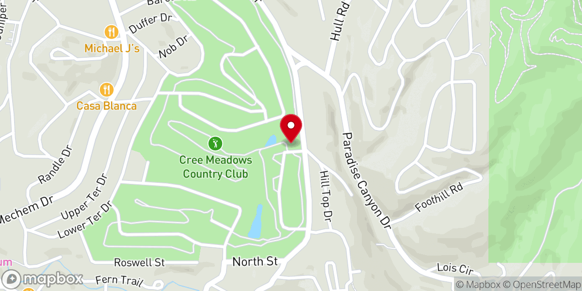 Map showing location of Cree Meadows Public Golf Course