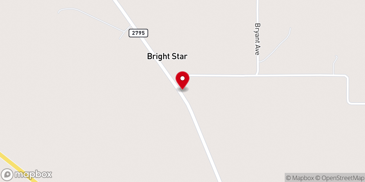 Map showing location of Bright Star Baptist Church