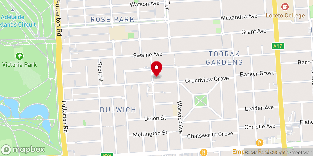 Map showing location of St Peter Claver Catholic Church Dulwich-Burnside