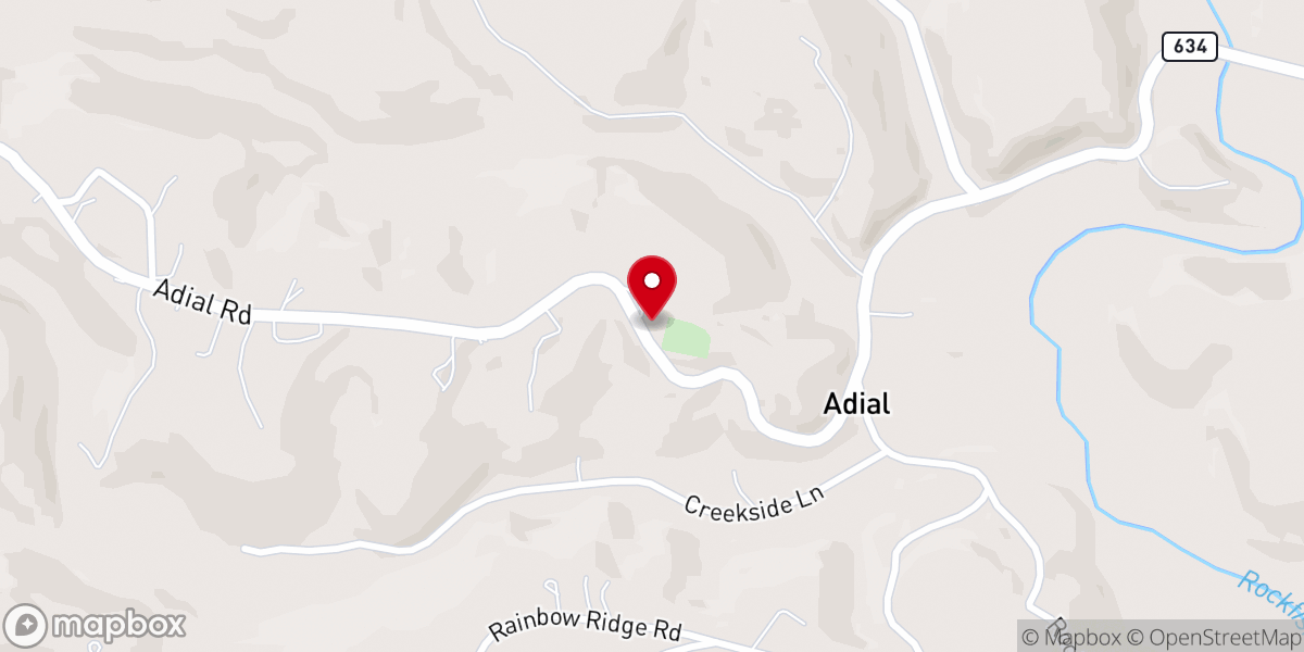 Map showing location of Adial Baptist Church