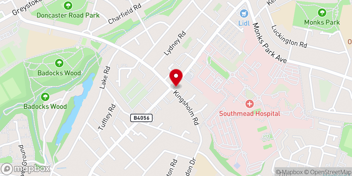 Map showing location of Bristol Pentecostal Church