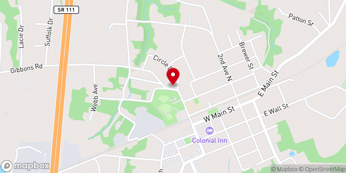 Map showing location of Pilgrim Baptist Church