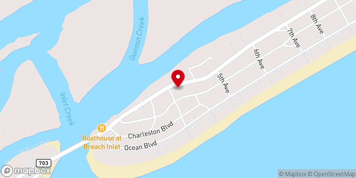 Map showing location of St. Mark's Lutheran Church, Isle of Palms SC