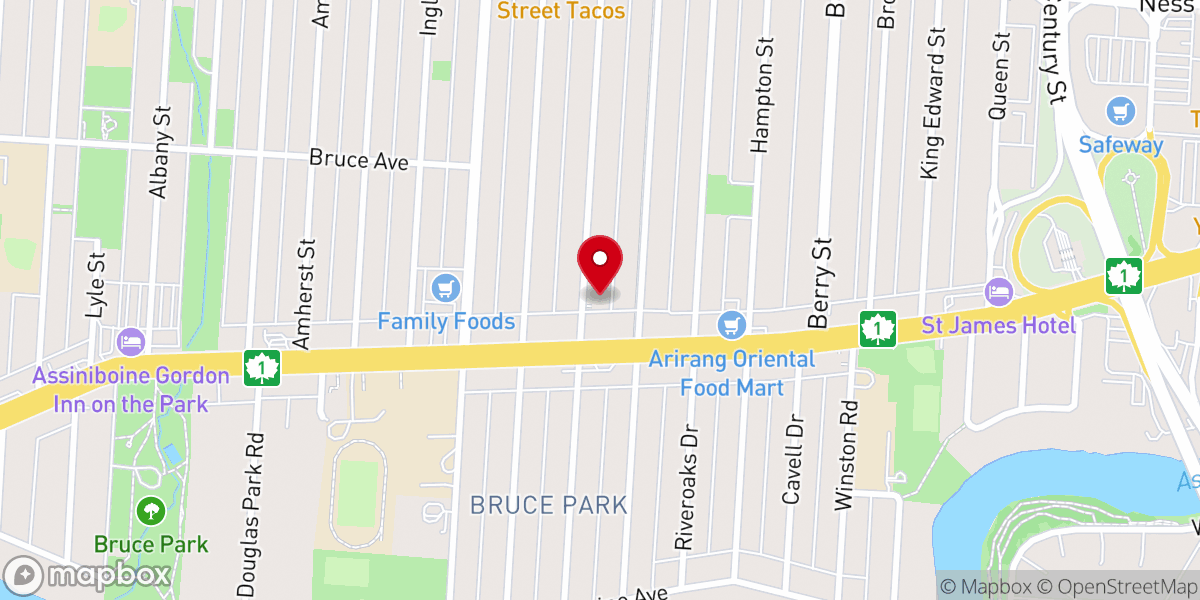 Map showing location of Bethel Baptist Church