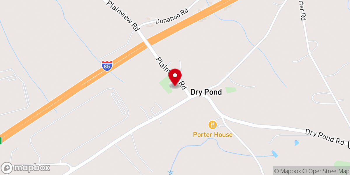 Map showing location of Dry Pond Methodist Church