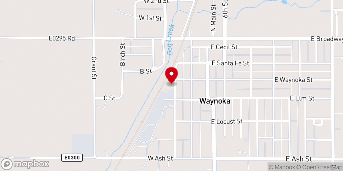 Map showing location of Waynoka Historical Society