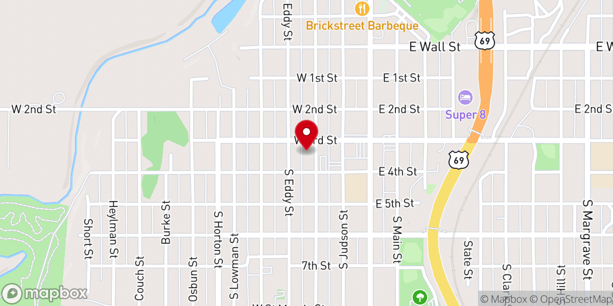 Map showing location of First Presbyterian Church