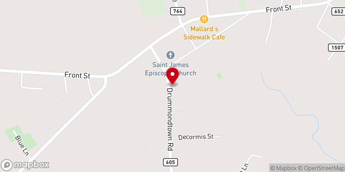 Map showing location of Drummondtown Community Church