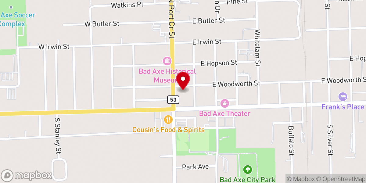Map showing location of First Presbyerian Church