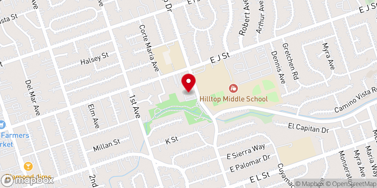 Map showing location of Hilltop Baptist Church