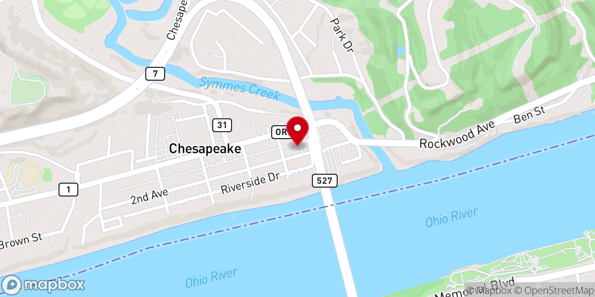 Map showing location of Chesapeake Christian Church