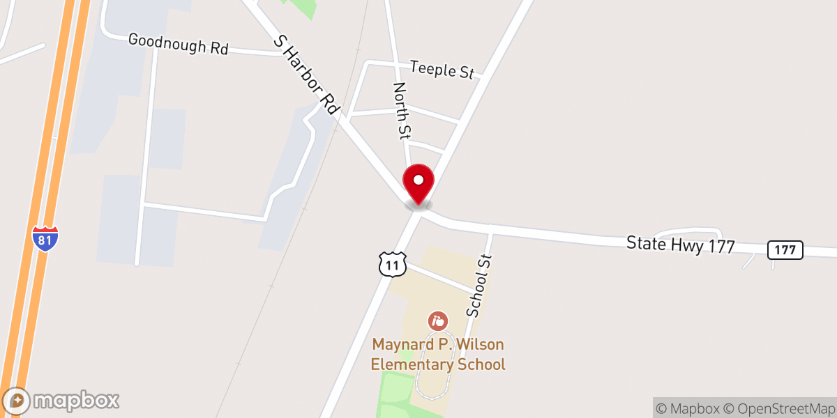 Map showing location of Adams Center