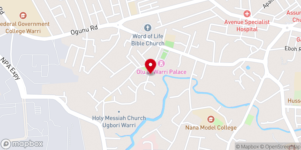 Map showing location of Unity Baptist Church Ugbor Warri South