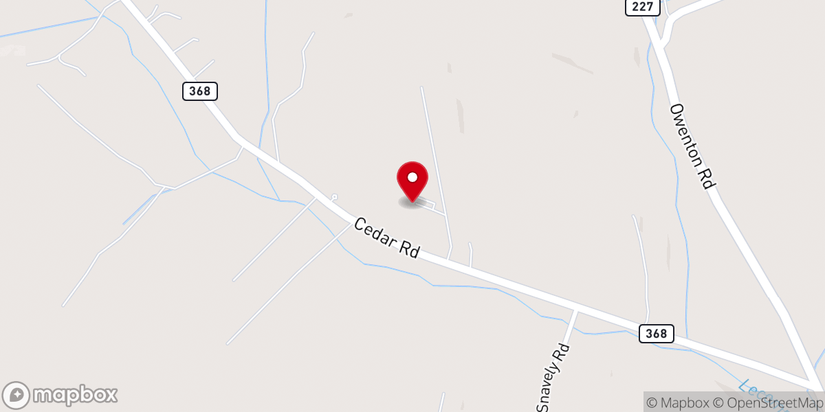 Map showing location of Cedar Grove Baptist Church