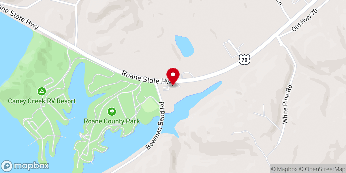 Map showing location of Caney Ford Baptist Church