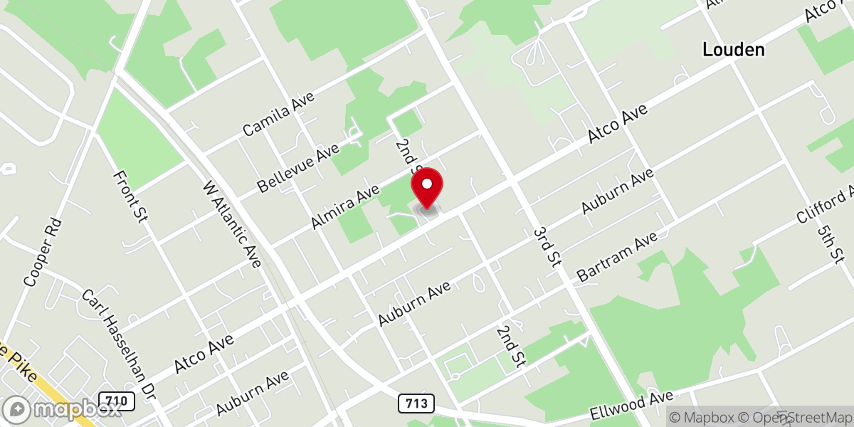 Map showing location of Atco United Presbyterian Church