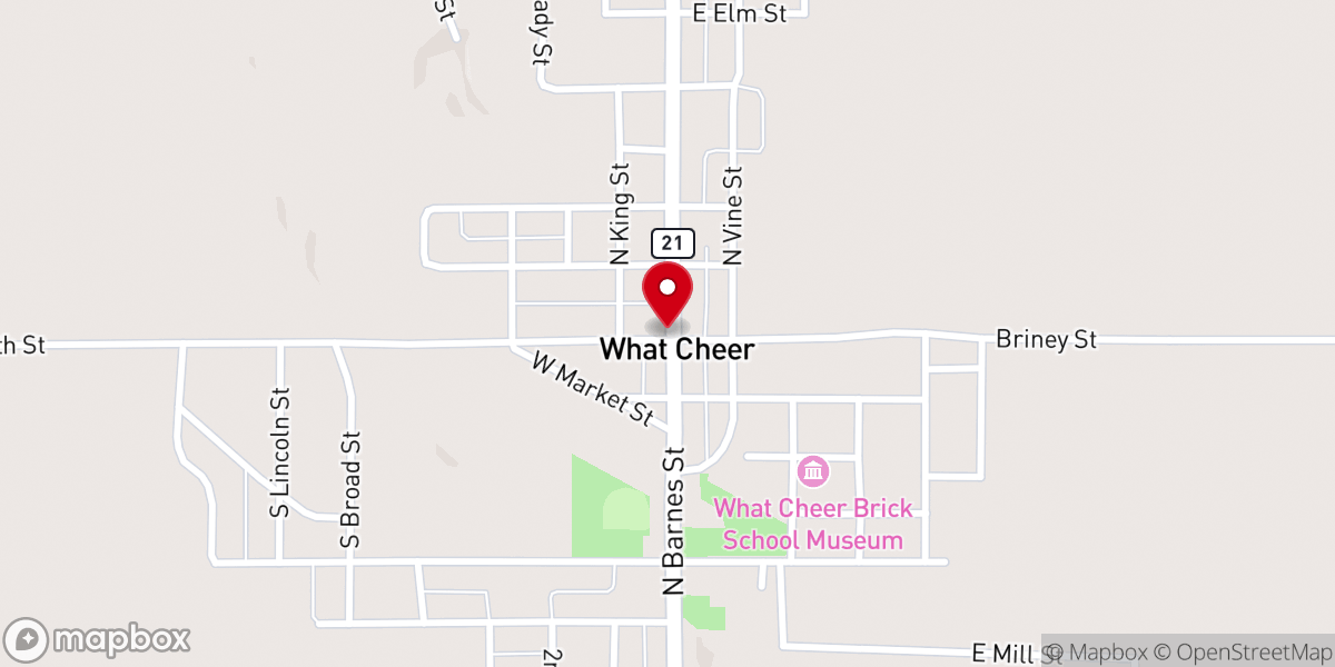 Map showing location of What Cheer Iowa