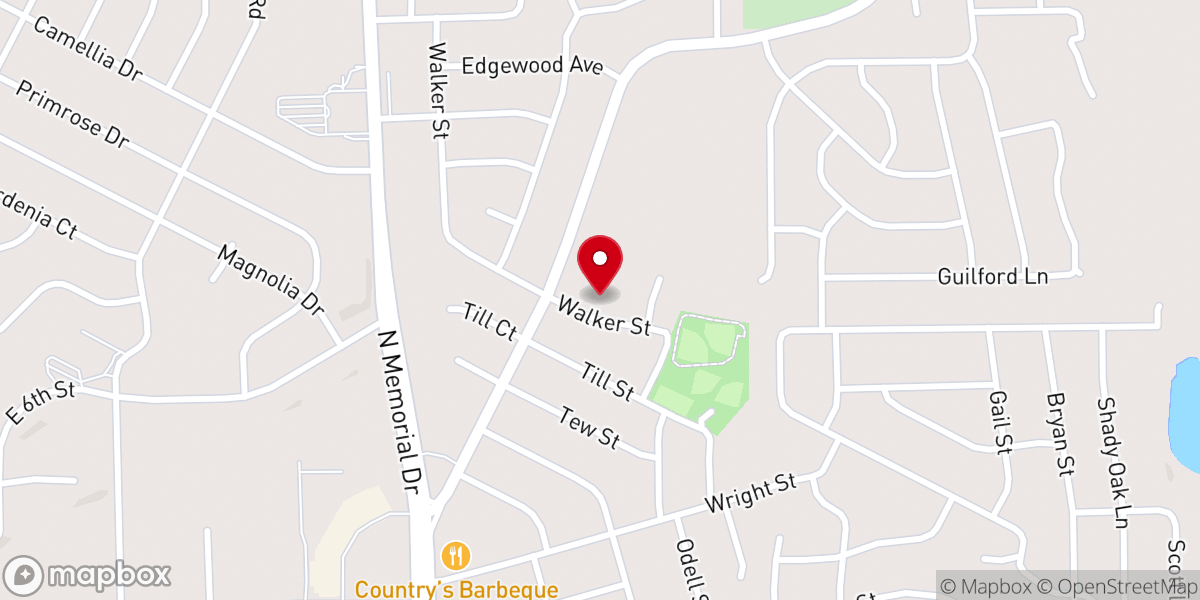 Map showing location of Crestview Baptist Church