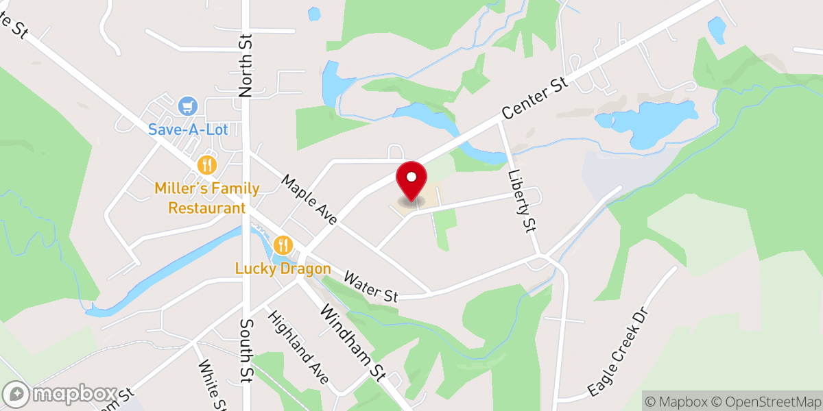 Map showing location of Garrettsville Methodist Church