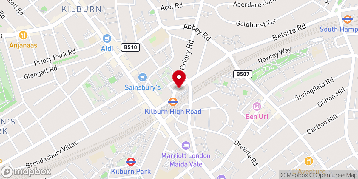 Map showing location of Kilburn Welfare Association