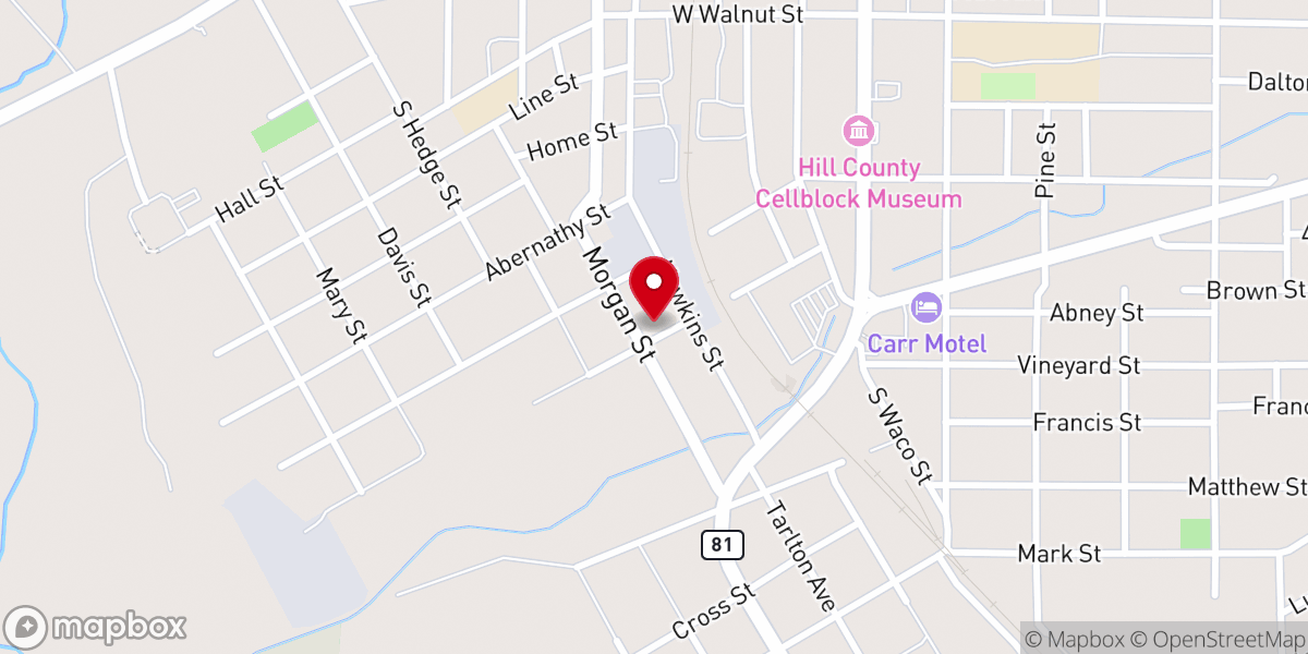 Map showing location of Iglesia de Dios (Israelita) Hillsboro Tx