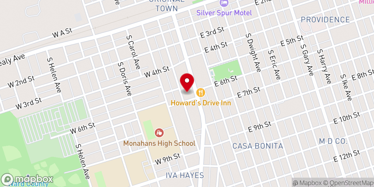 Map showing location of First Baptist Church Monahans