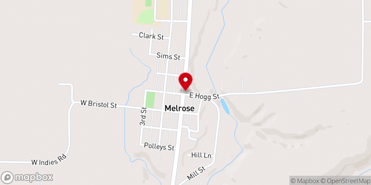 Map showing location of Melrose Alliance Church