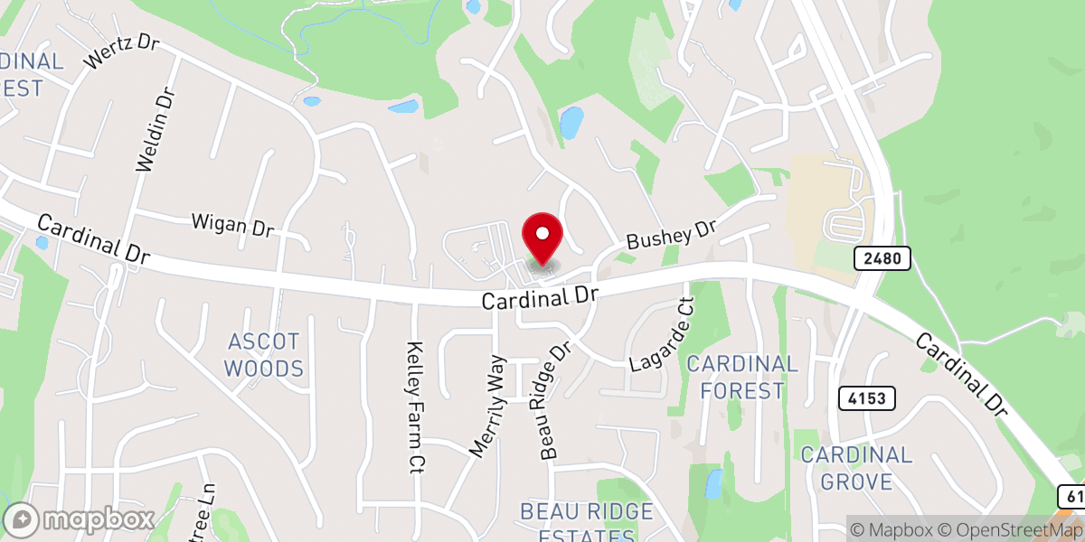 Map showing location of Neabsco Baptist Church