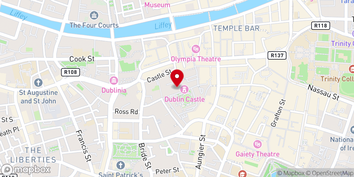 Map showing location of Dublin Castle