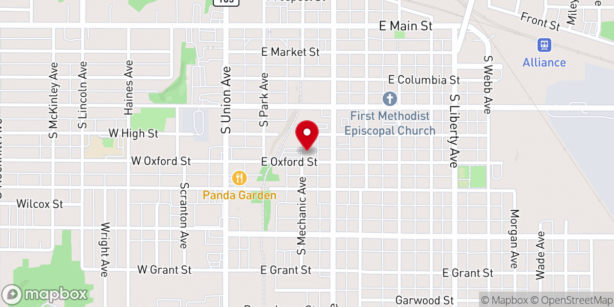 Map showing location of First Evangelical and Reformed Church of Alliance