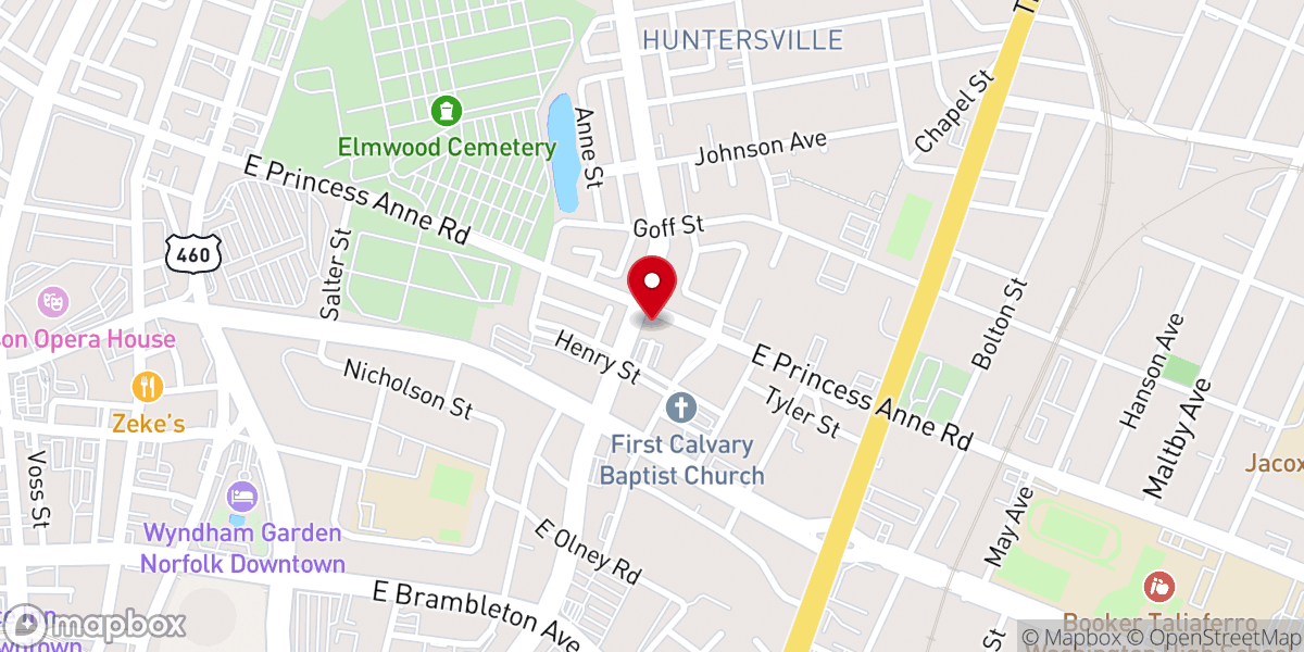 Map showing location of New Mt Carmel Baptist Church